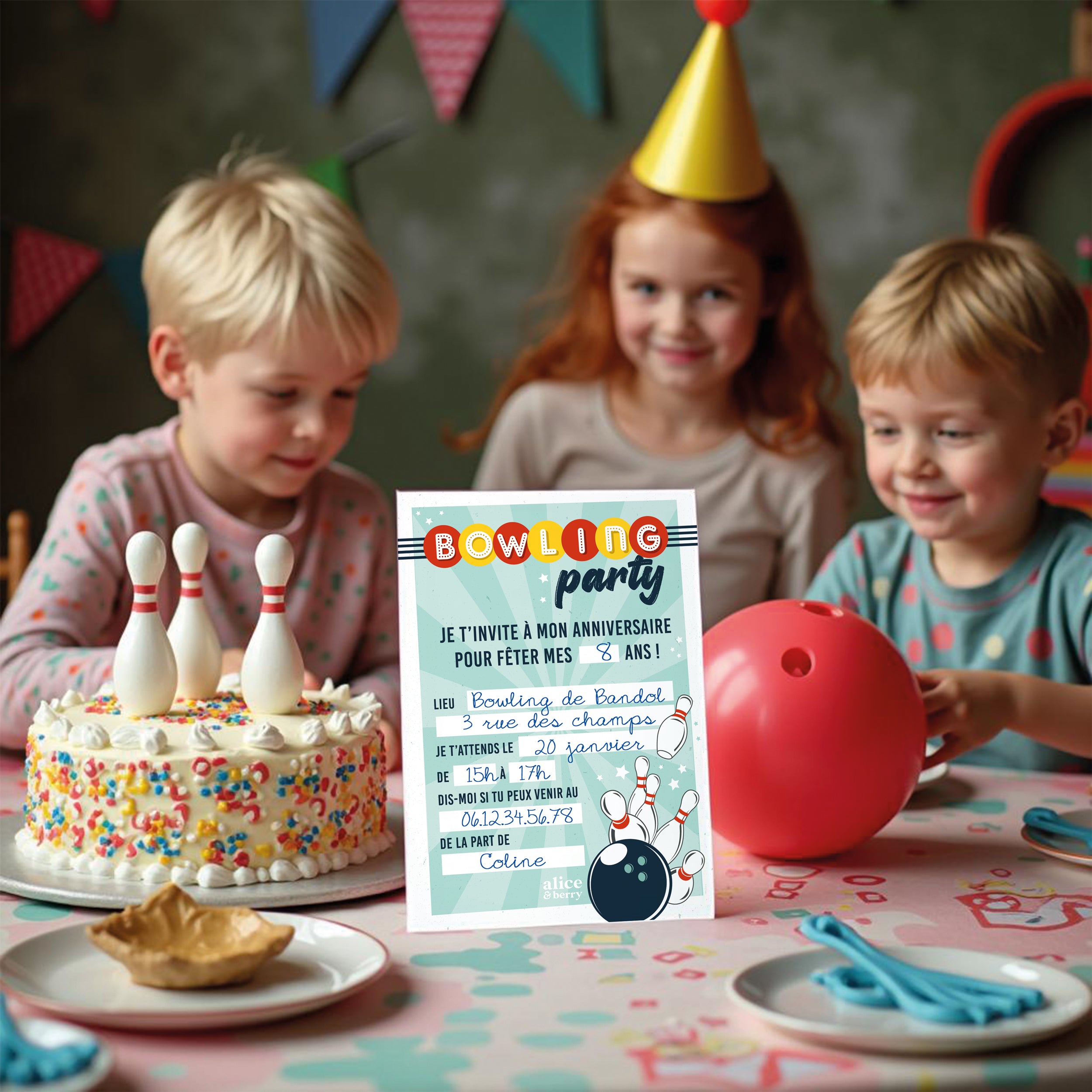 Invitations anniversaire enfant bowling
