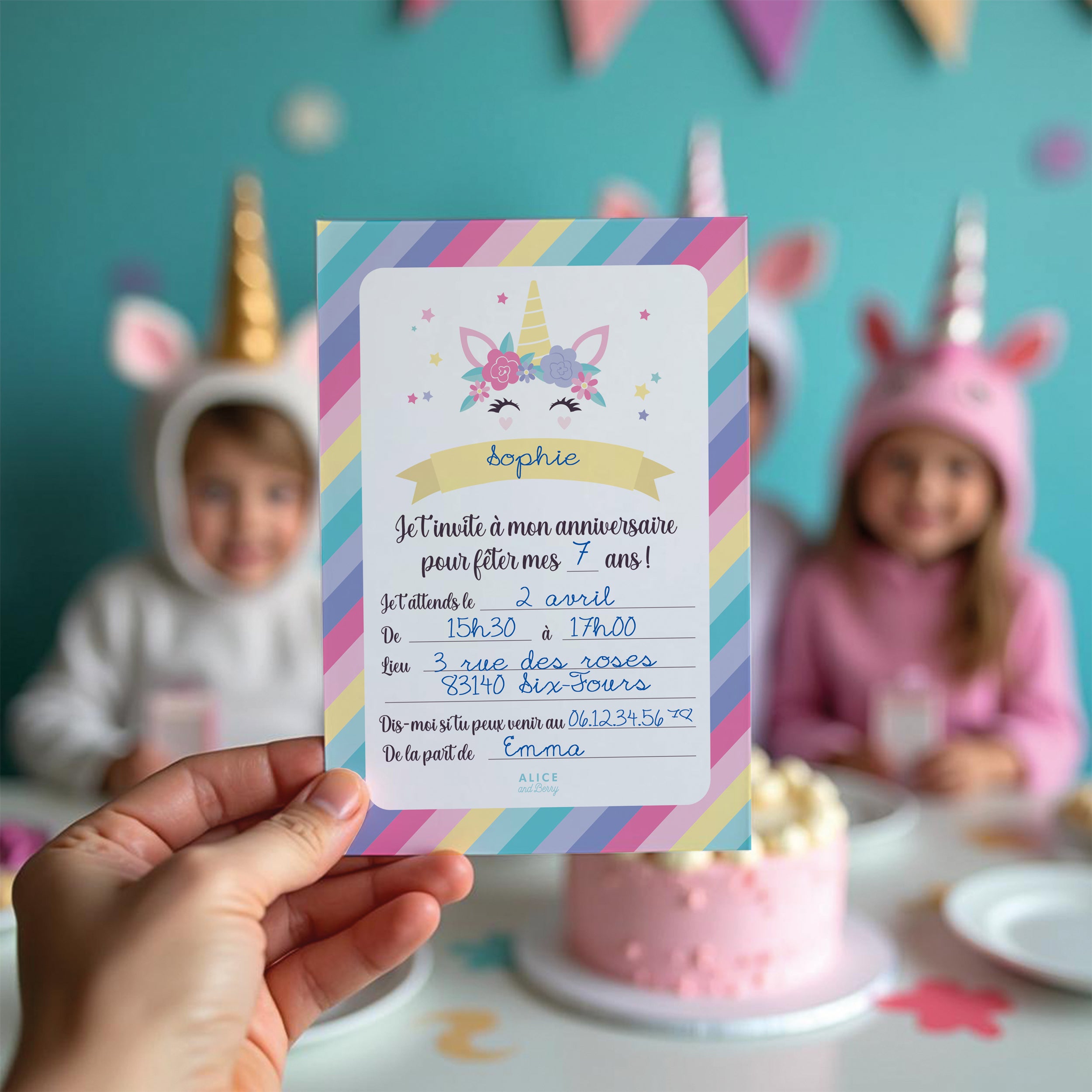 Invitations anniversaire enfant licorne