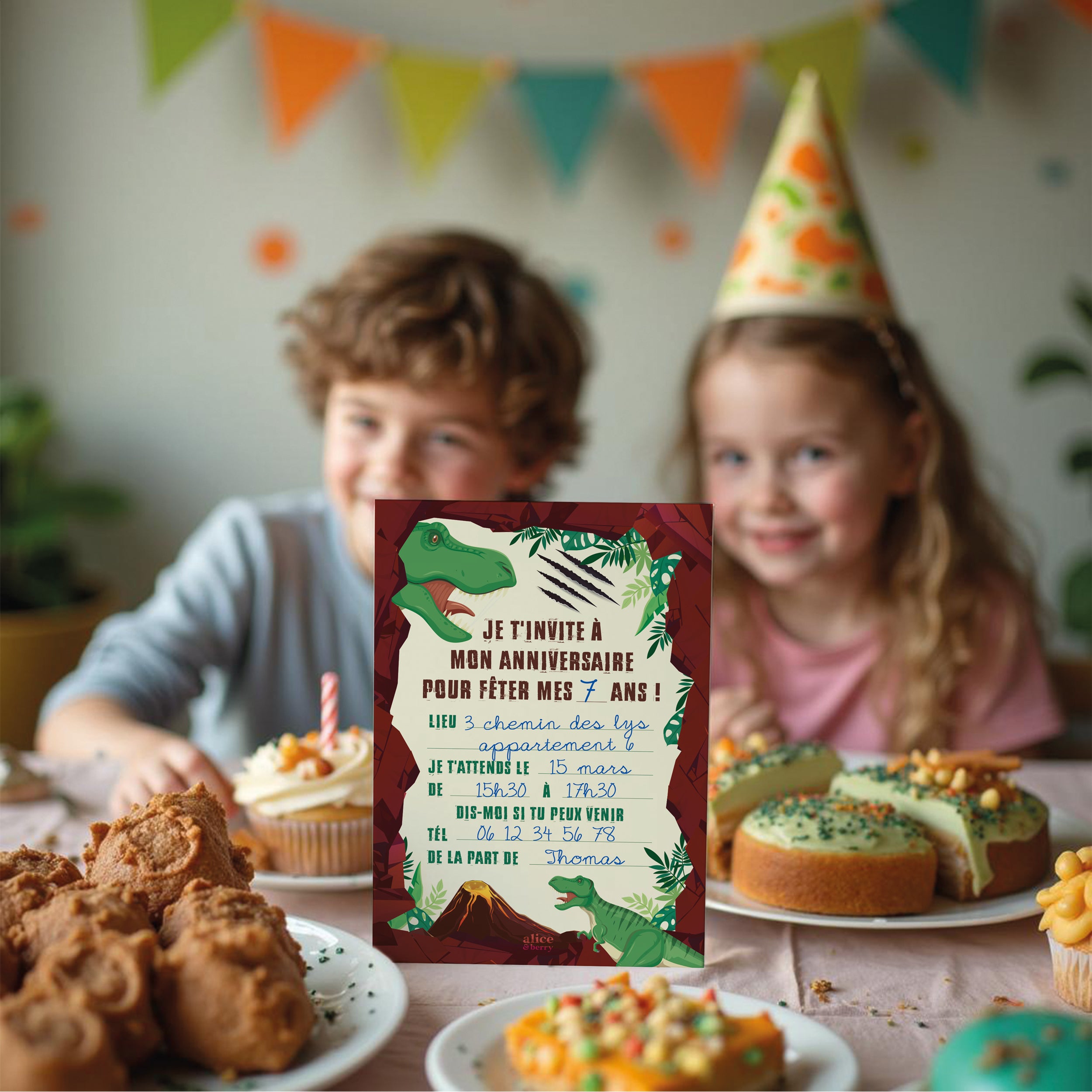 Invitations anniversaire enfant Dinosaure