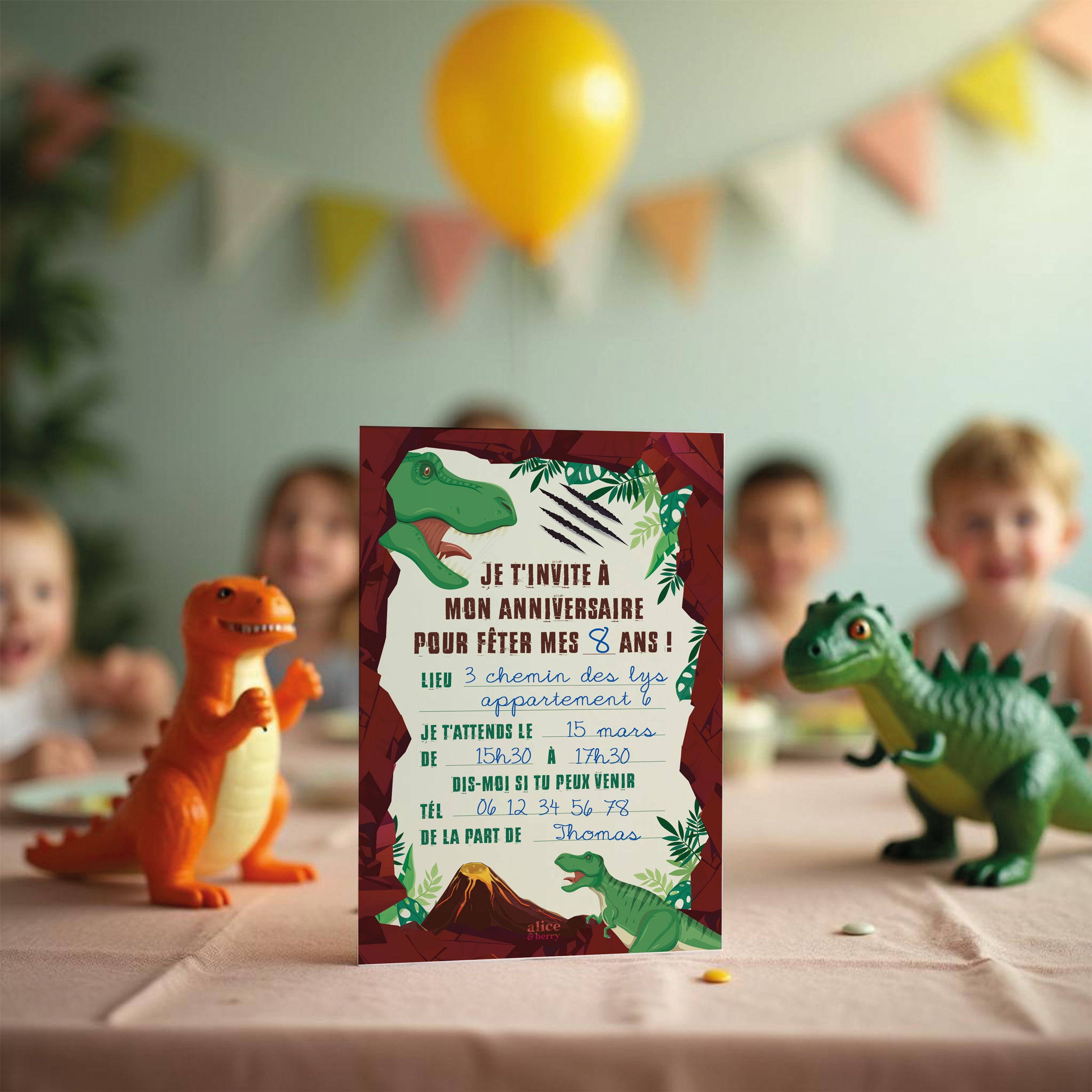 Invitations anniversaire enfant Dinosaure