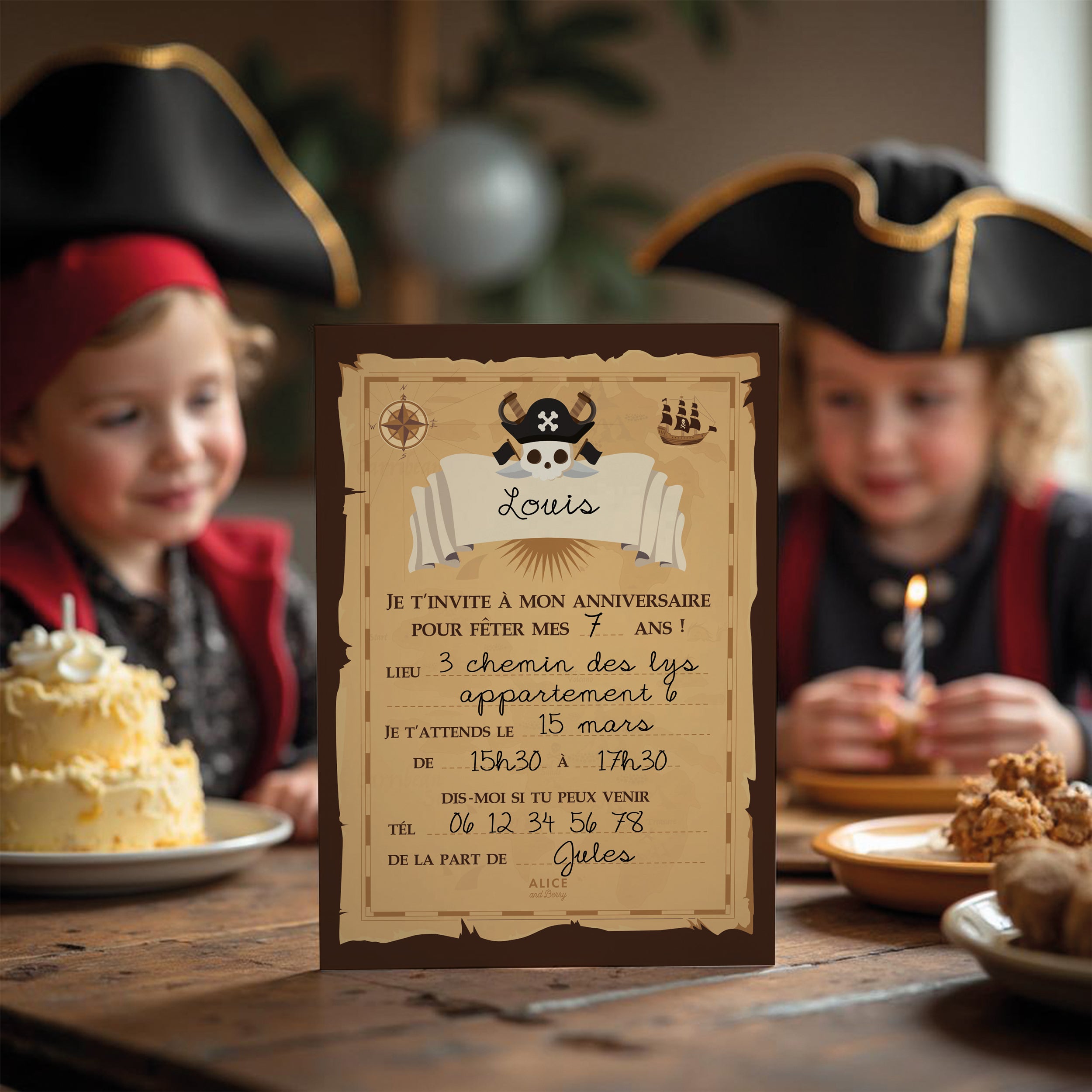 Invitations anniversaire enfant Pirate