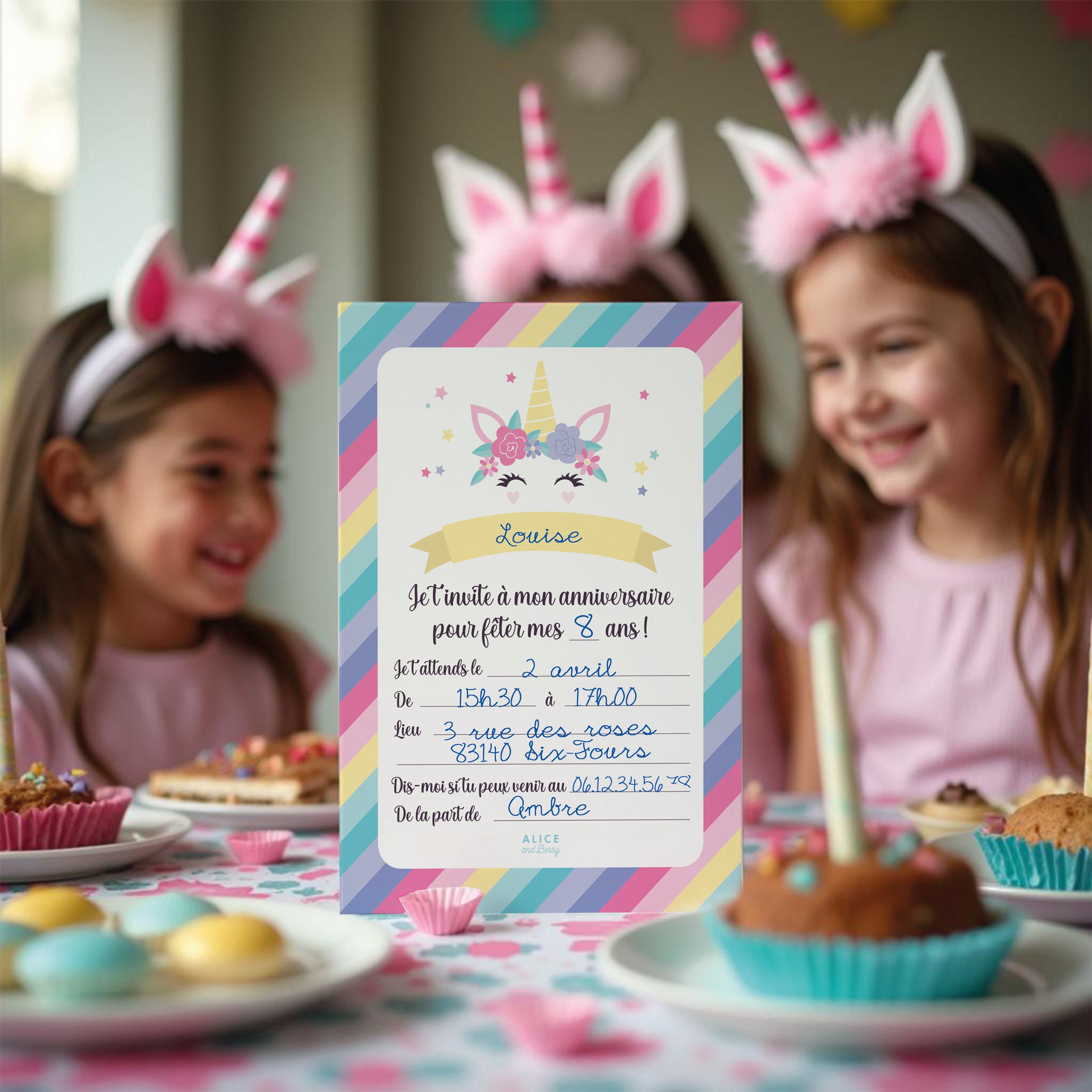 Invitations anniversaire enfant licorne