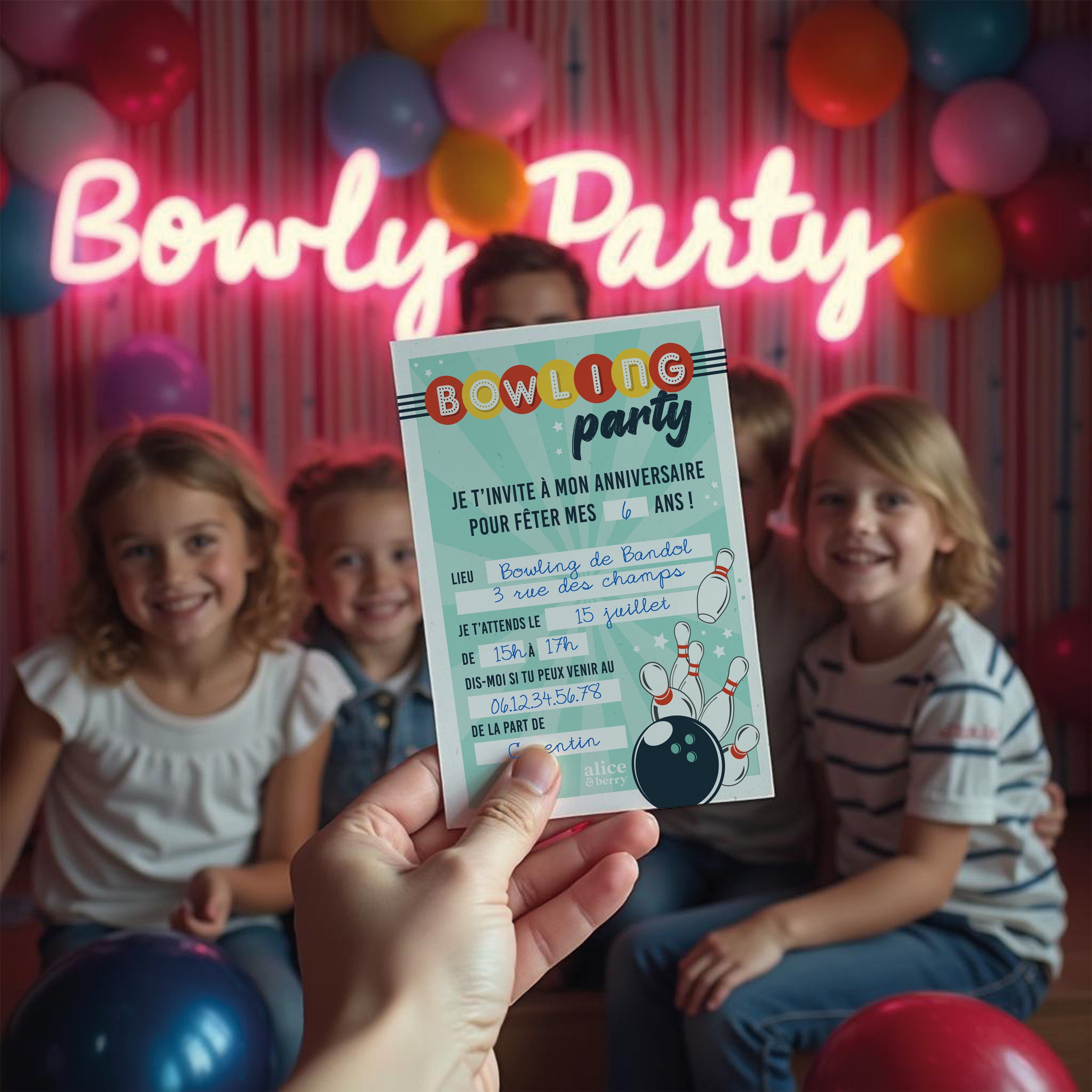 Invitations anniversaire enfant bowling
