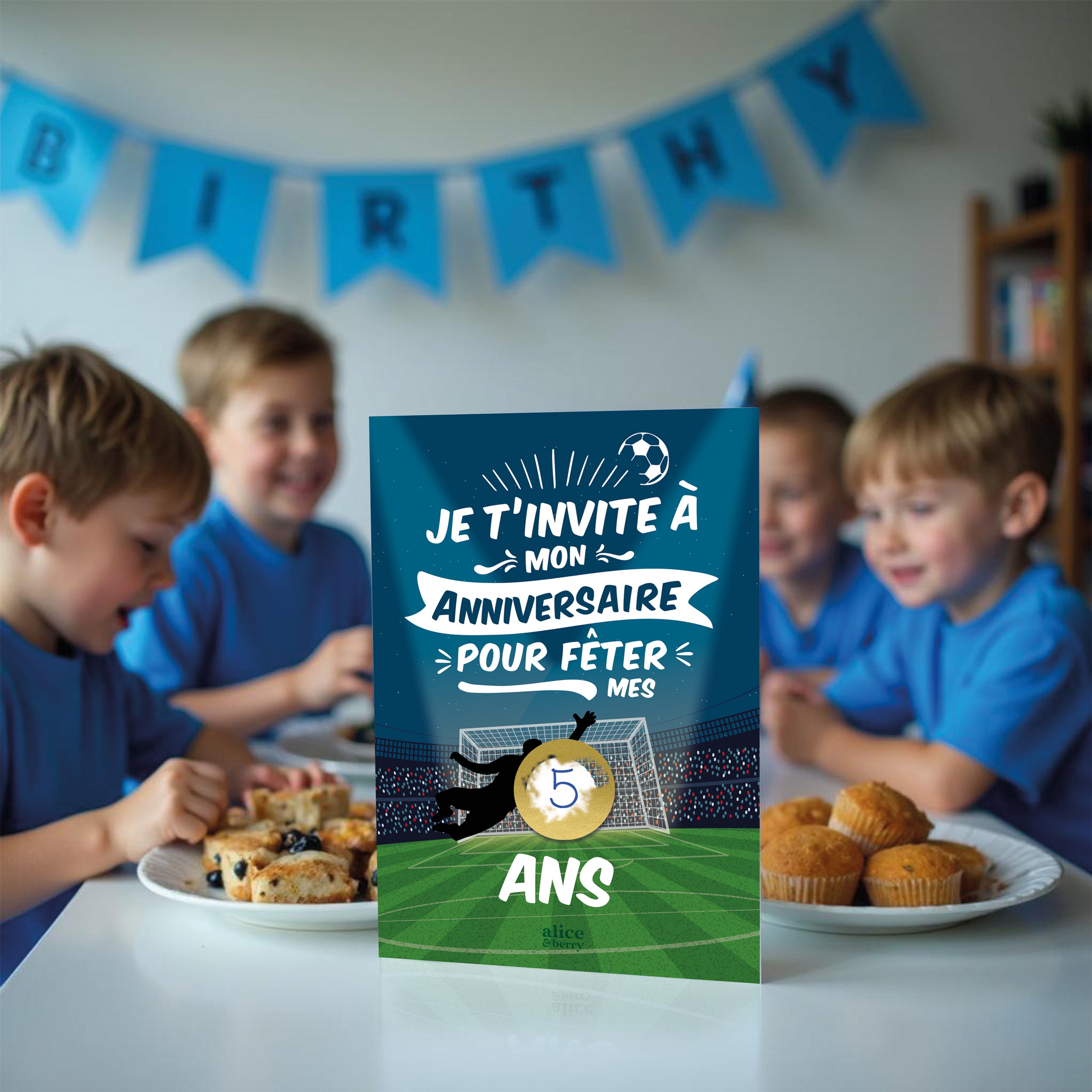 Invitations anniversaire enfant foot à gratter