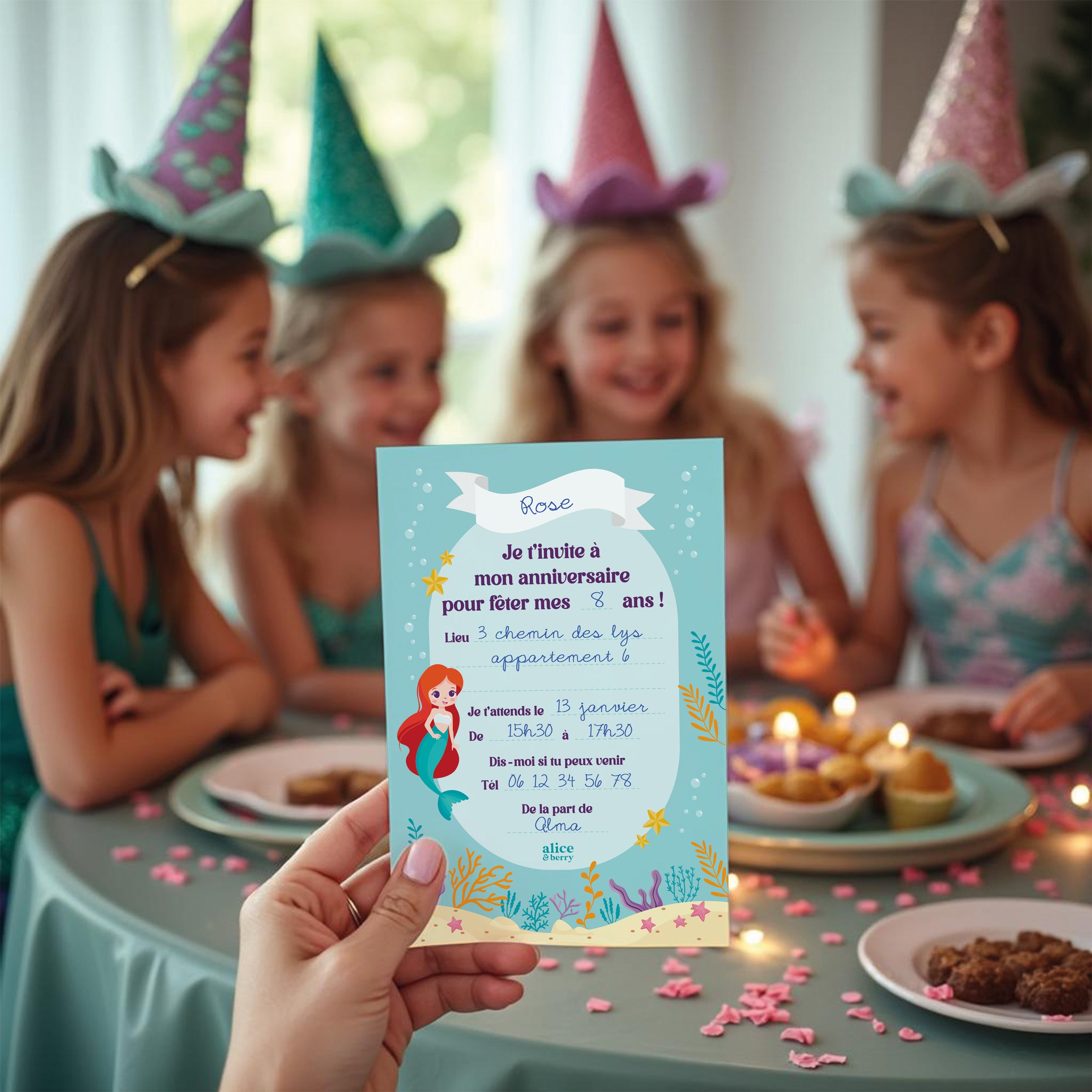 Invitations anniversaire enfant Sirène