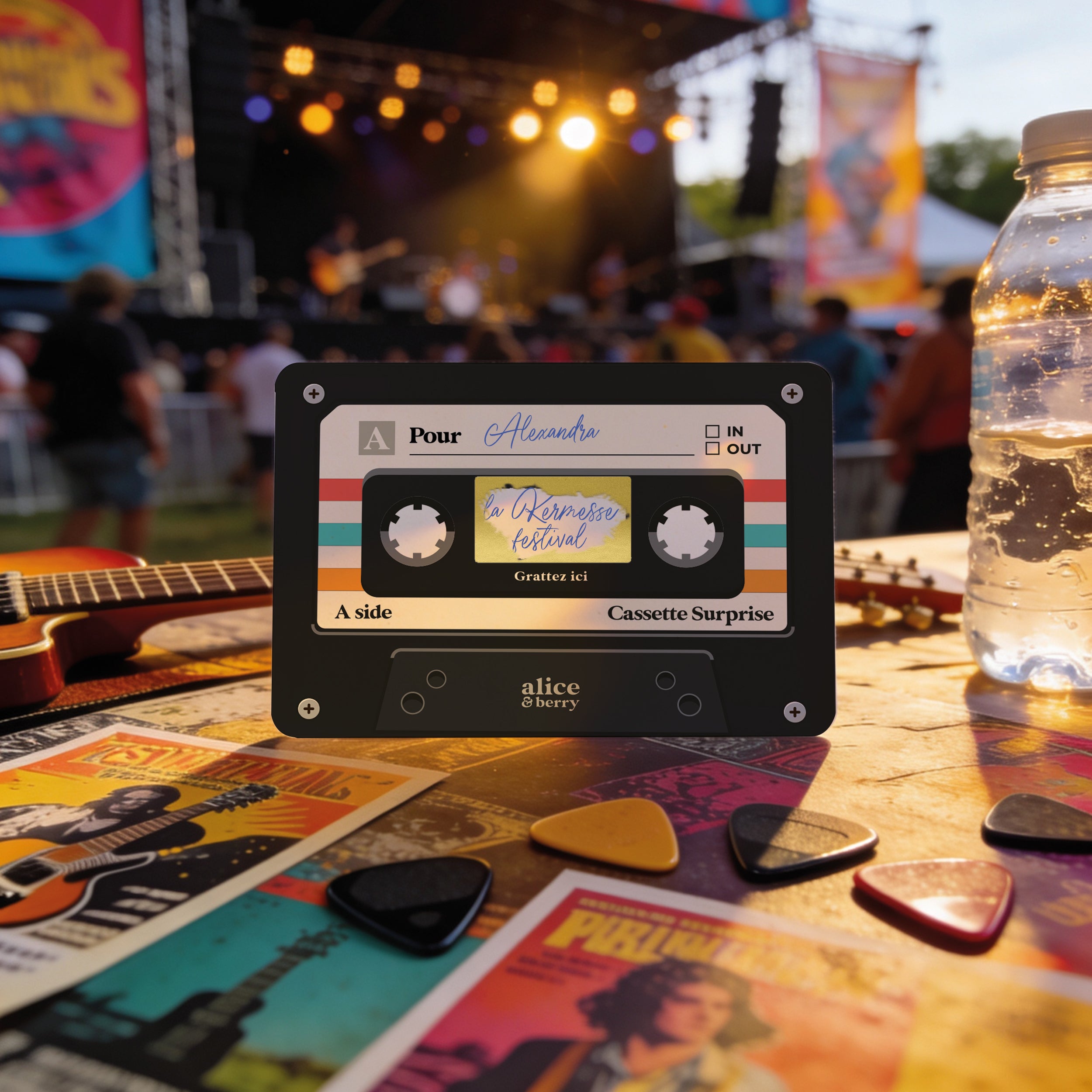 Carte à Gratter Cadeau | Surprise Personnalisable Cassette audio rétro - Noire
