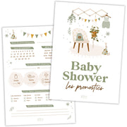 Cartes pronostics Baby Shower en français couleur Olive