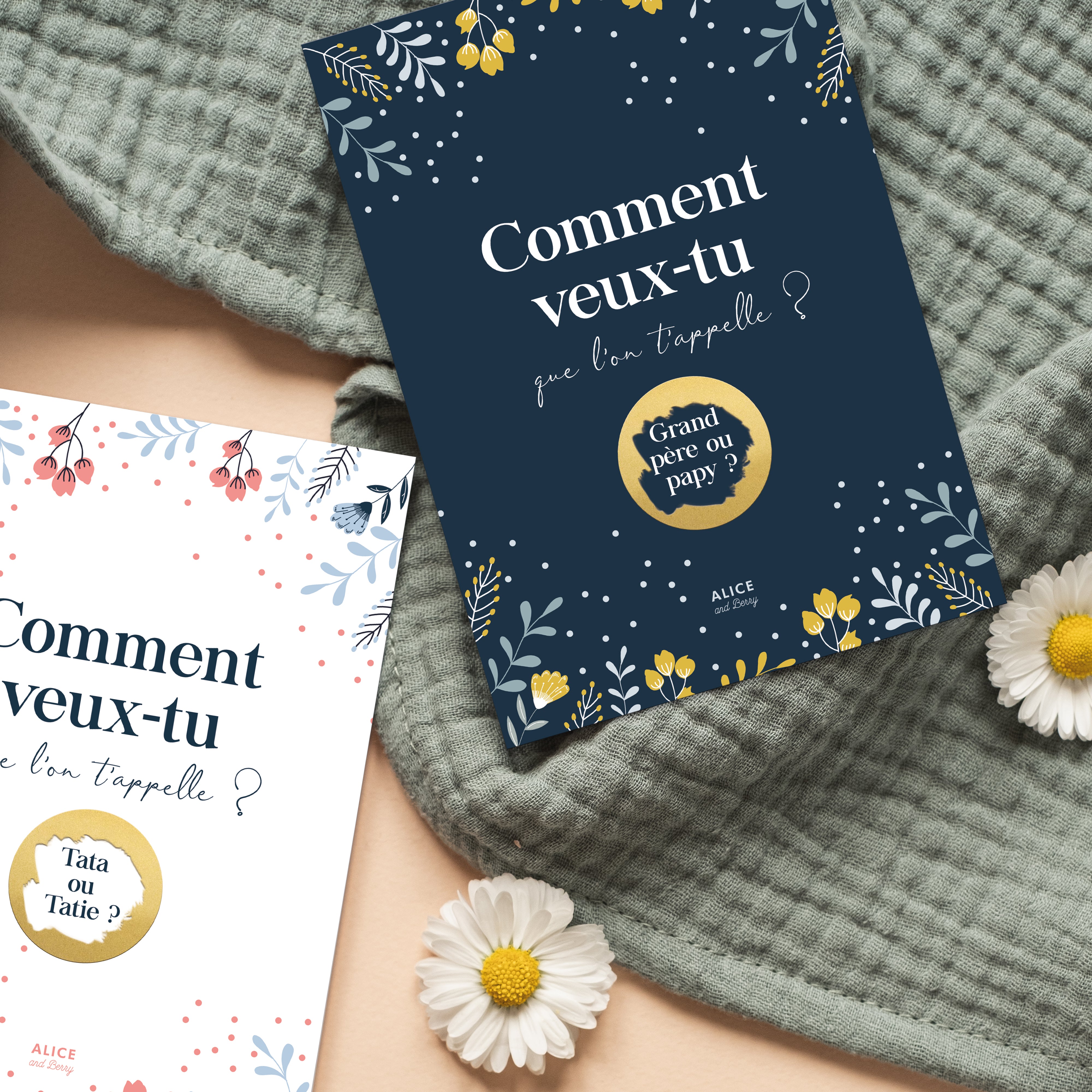 Carte à gratter annonce grossesse Papy