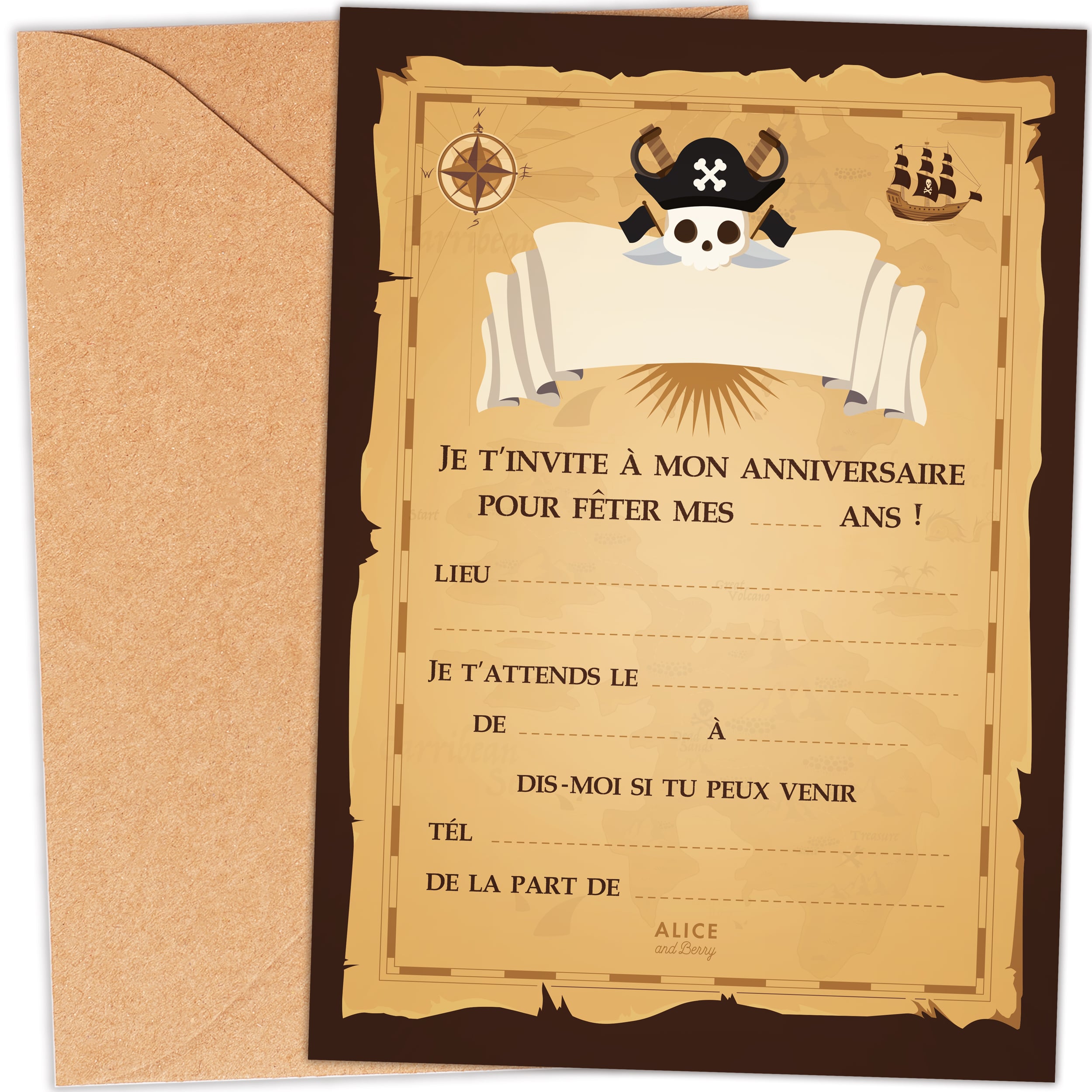 Invitations anniversaire enfant Pirate