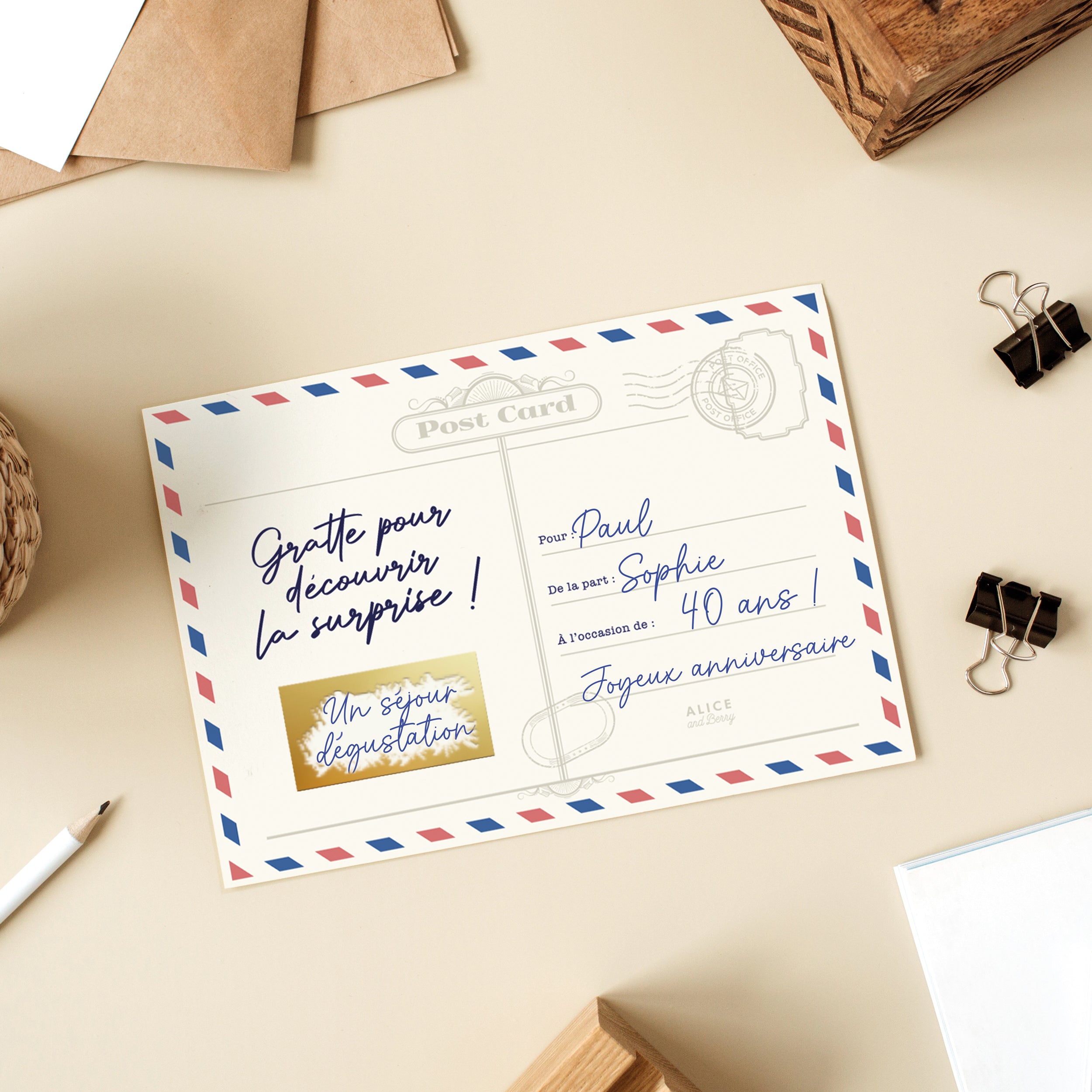 Carte à Gratter Cadeau Surprise | Personnalisable Vintage